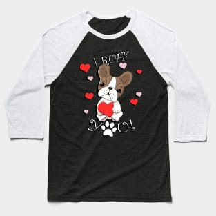 French Bulldog Mom Valentine’s Day Hearts & Frenchie Baseball T-Shirt